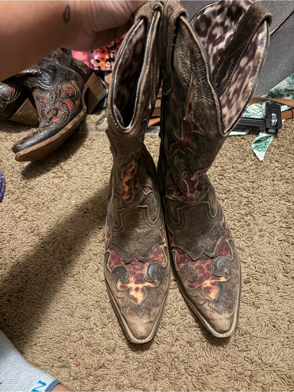 Laredo Boots brown & cheetah print